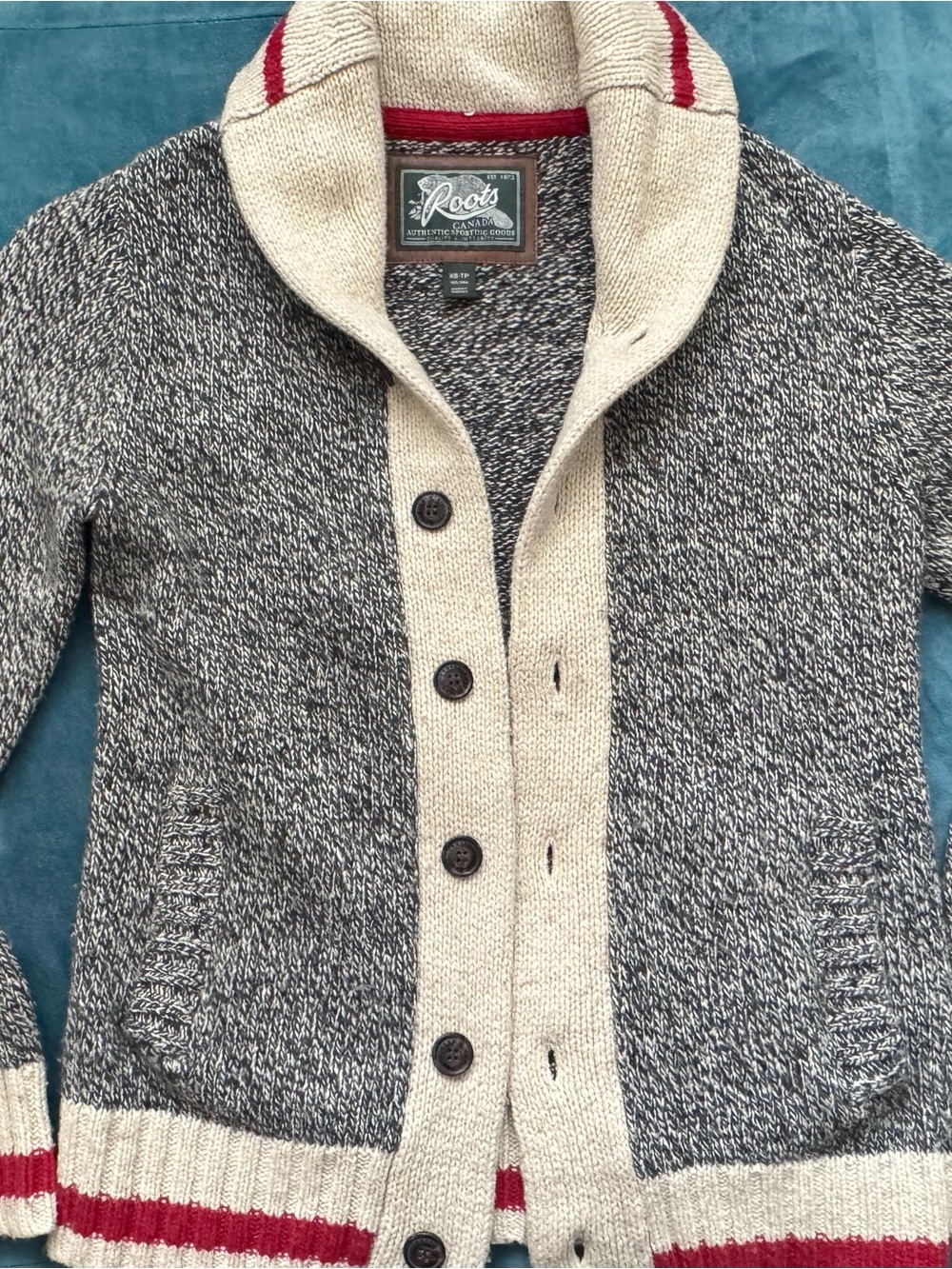 Roots Cabin Shawl Collar Button-Up Cardigan